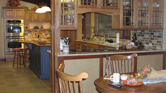 A Brookhaven Cherry and maple kitchen.
