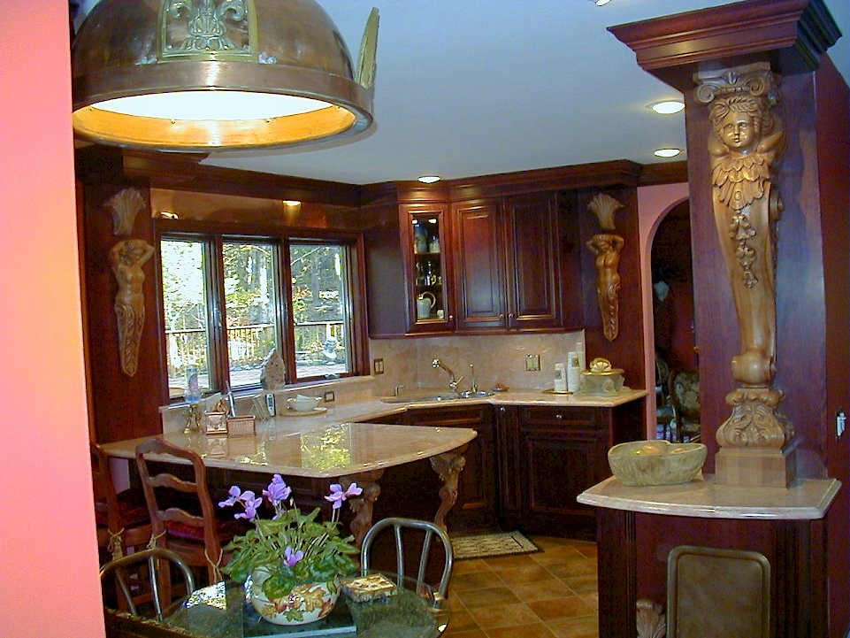 A Burgandy colored Wood-Mode Kitchen