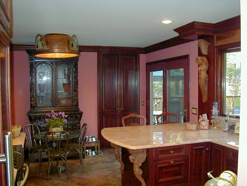 Tea-Rose marble counter-tops with an ogee edge.